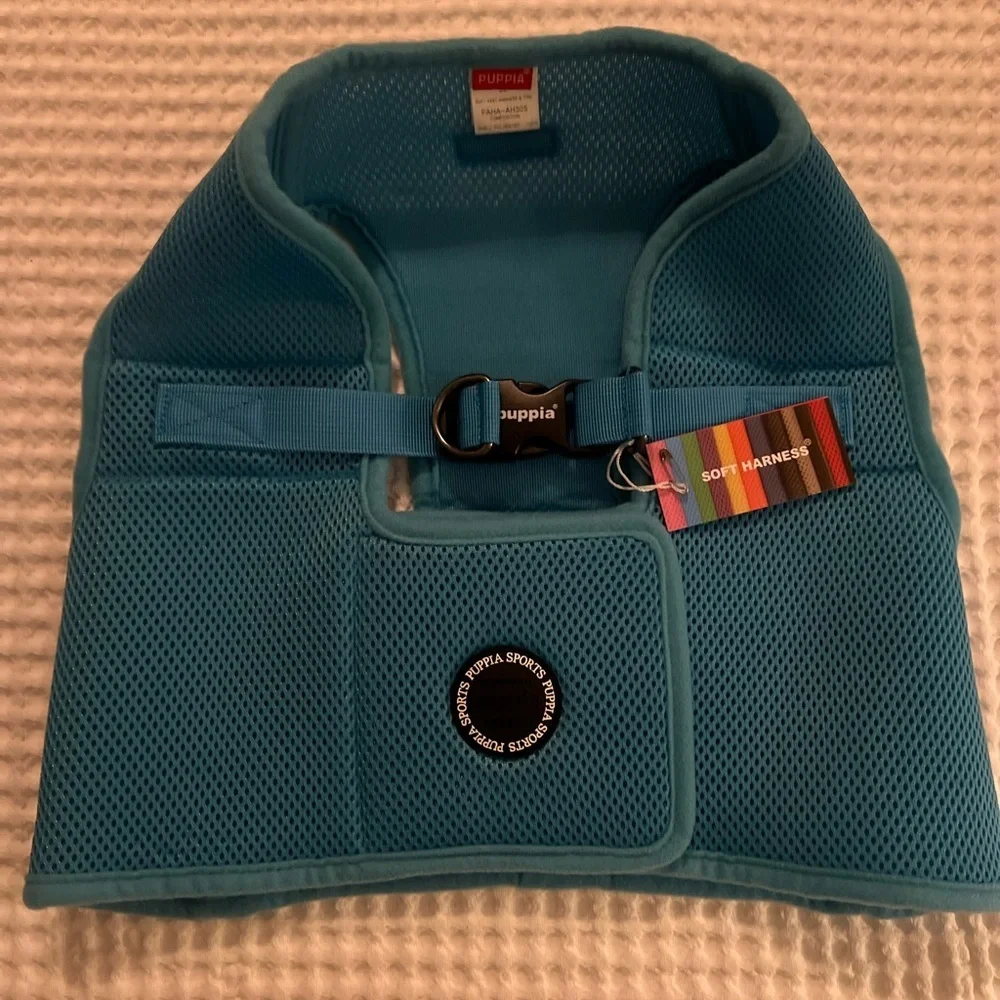 4/$20 🦋 NWT Puppia Vest Polyester Step In Dog Harness & Leash Sky Blue 3L XXXL